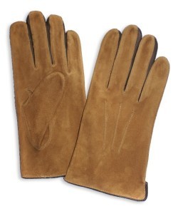 ML-7: Rękawiczki ze skóry jagnięcej, welurowe, szyte maszynowo z haftem