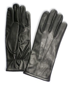MZ-83: Rękawiczki ze skóry bydlęcej licowej, maszynowo szyte, z haftem, ocieplane anilaną